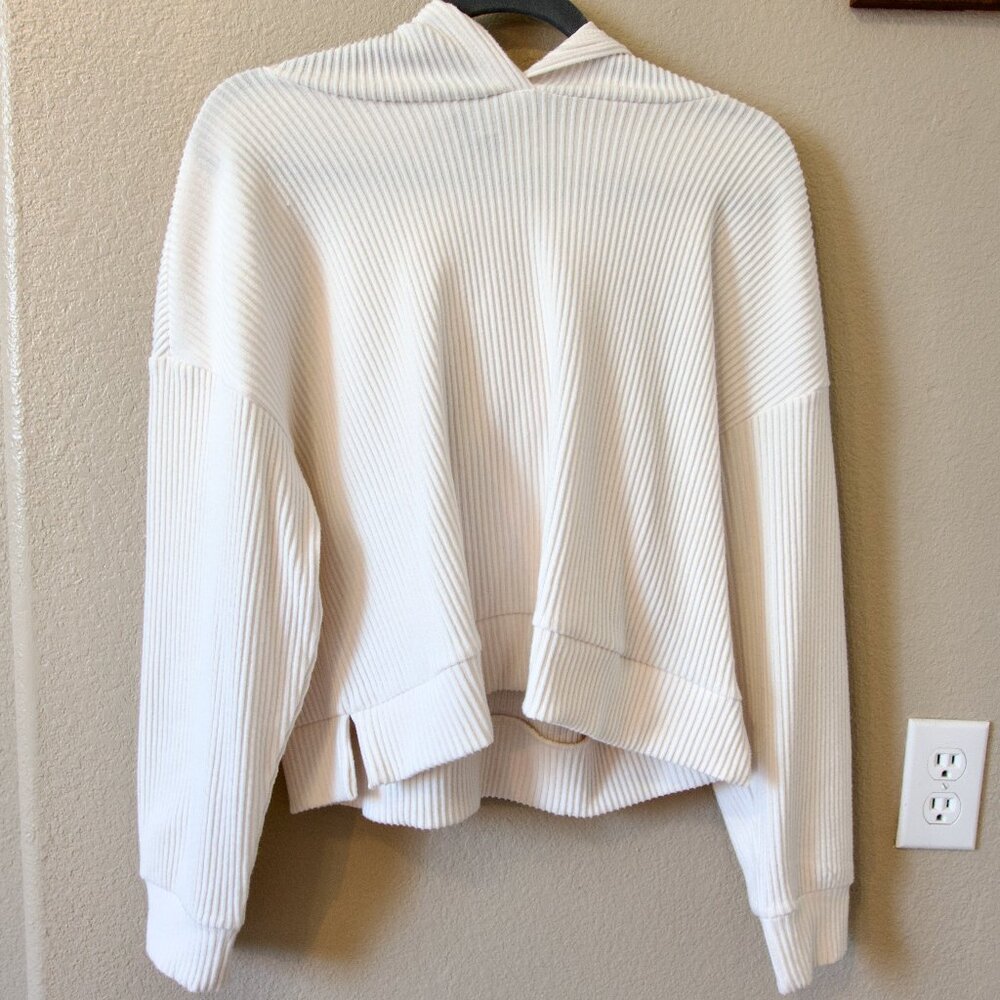 Industry Republic Clothing Ribbed Cropped Hoodies, White, Size Large